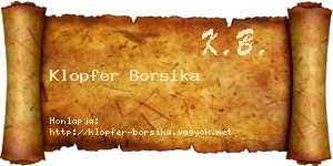Klopfer Borsika névjegykártya